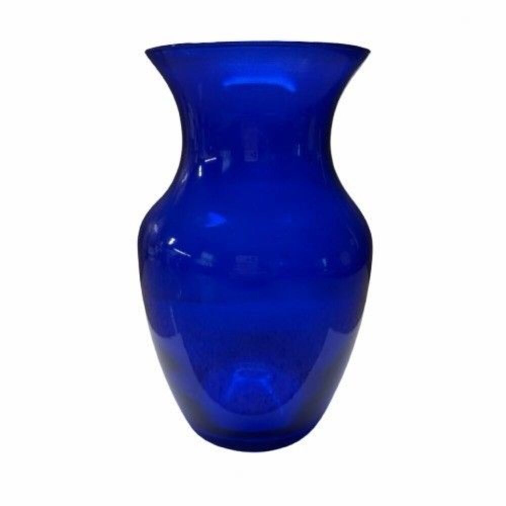 Cobalt Blue Glass Vase Urn Heavy 8" Tall